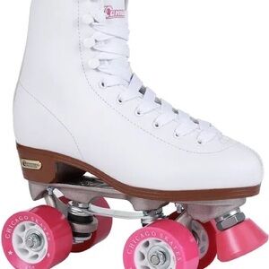 Chic White roller Skates with Pink Wheels